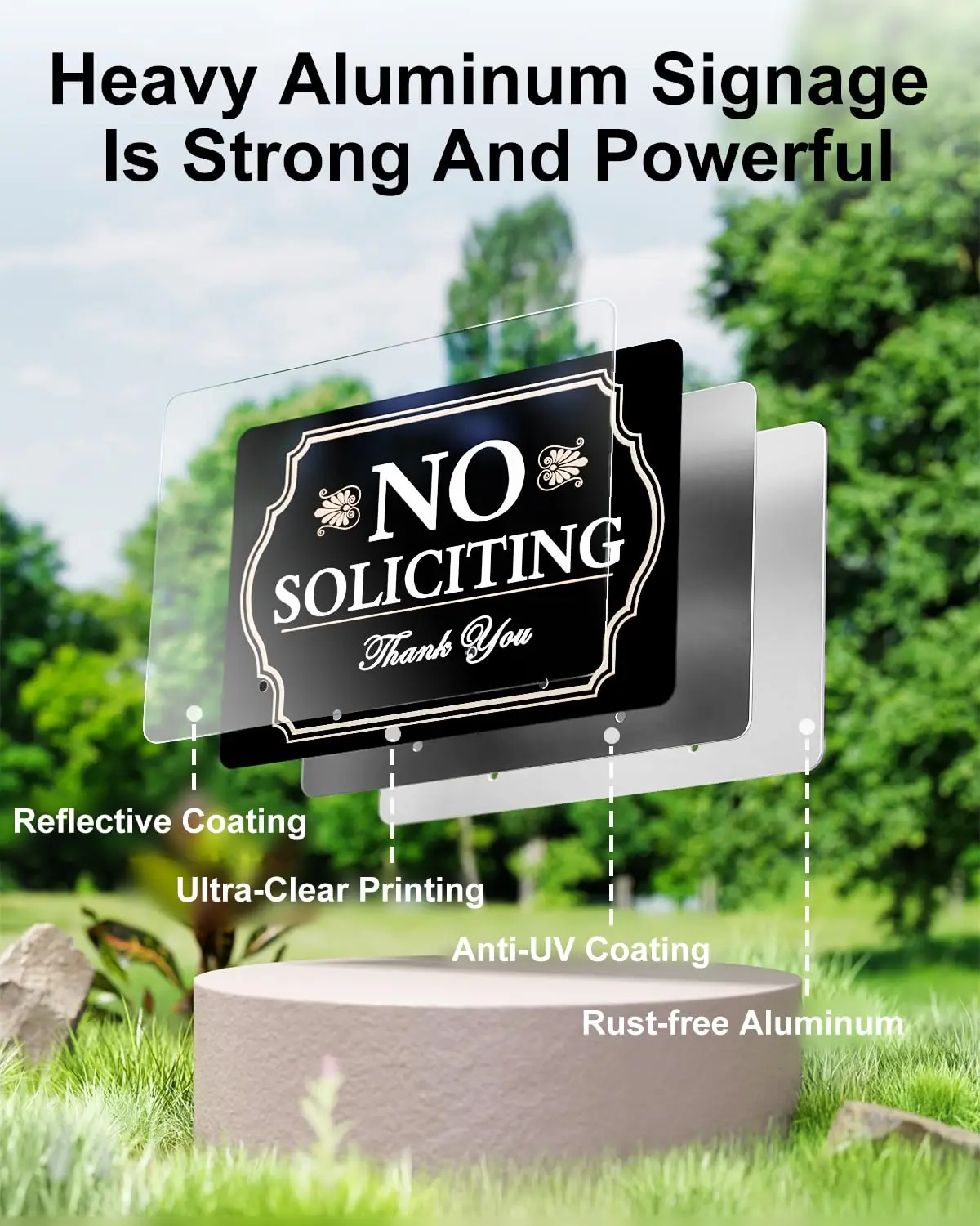 Factory Wholesales Premium Aluminum Community Road  Waterproof No Soliciting Sign