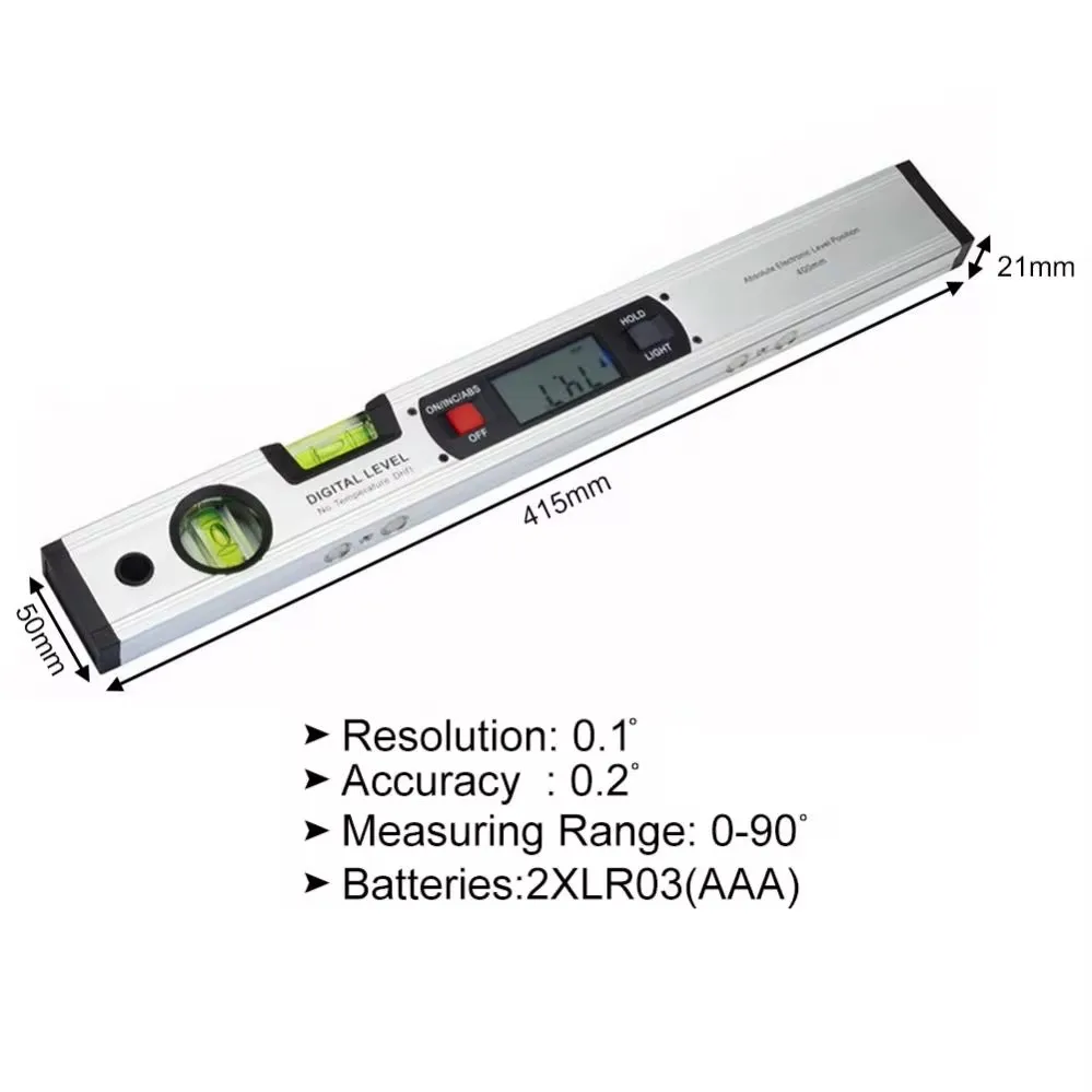 Digital Protractor Angle Finder Inclinometer Without Magnets Bubble Electronic Level Slope Test Ruler 400mm Digital Spirit Level