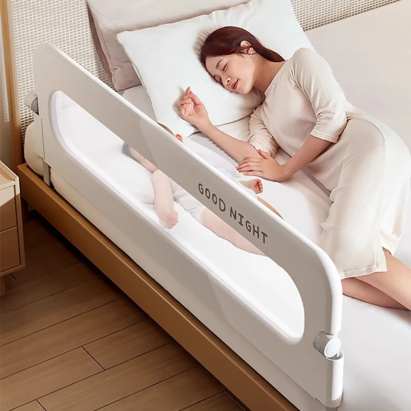 Easy Installation No Need Tools Baby Safety Bed Guards Baby Safety Barrier Retractable Baby Bed Rails Kids Bed Modern Grey