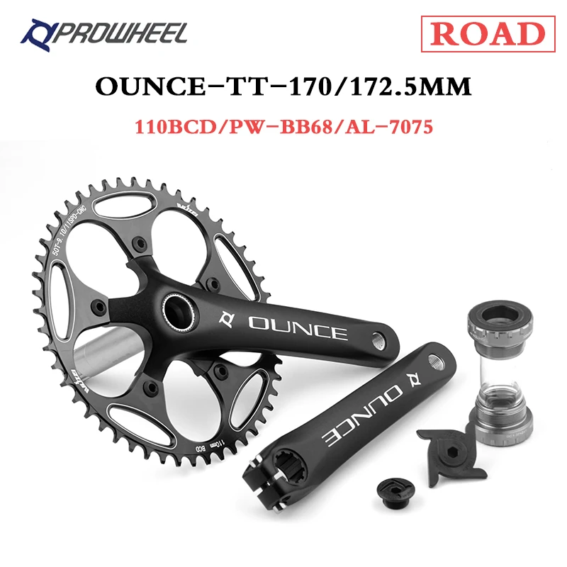 Коленчатая звезда для дорожного велосипеда Prowheel OUNCE 110 BCD 170/172.5 мм 50/52/54T/56T/58T/60T звездочки с нижним кронштейном