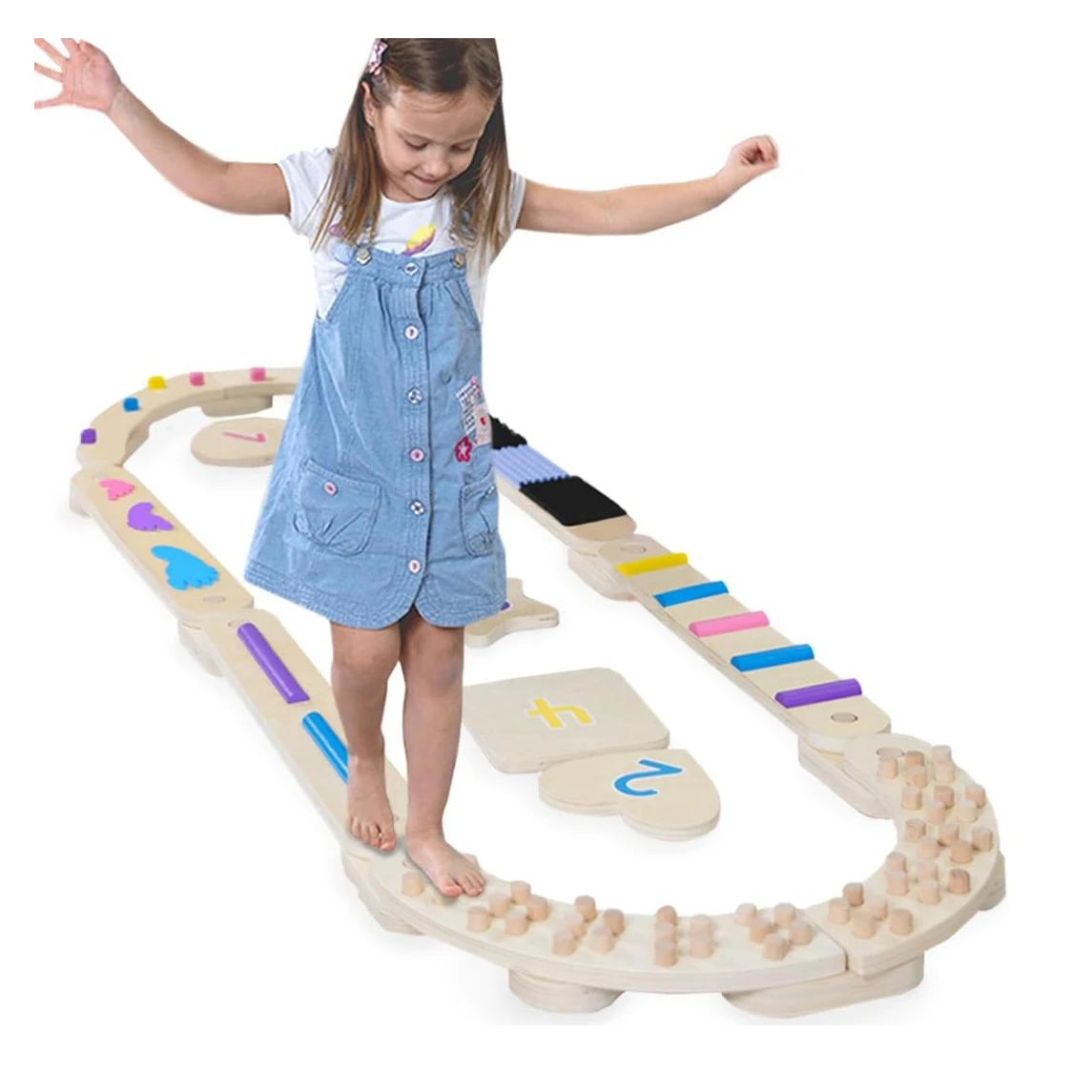 Montessori Wooden Balance Beam Kids Toddlers Sensory Stepping Stones Motor Skill Toy Home Gym Indoor outdoor playground