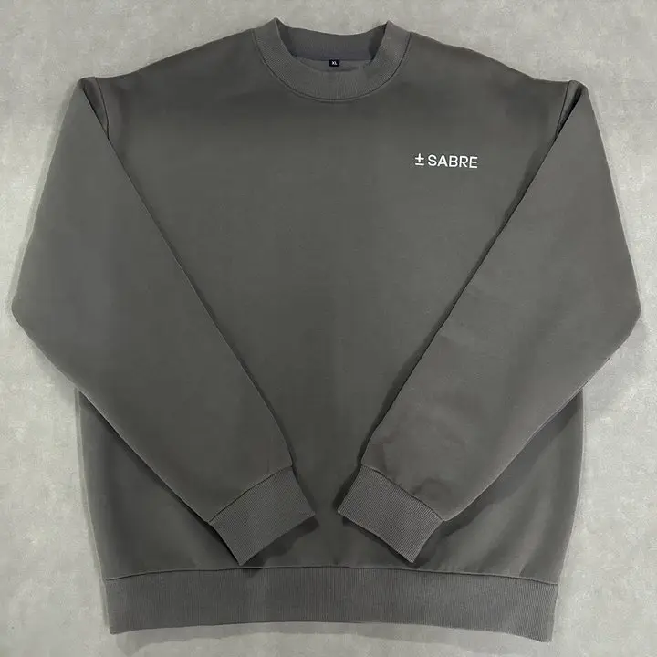 HD1400 Cotton Fleece Sweatshirt Heavyweight Crewneck with Custom Embroidery Solid Design Unlined for Autumn Season