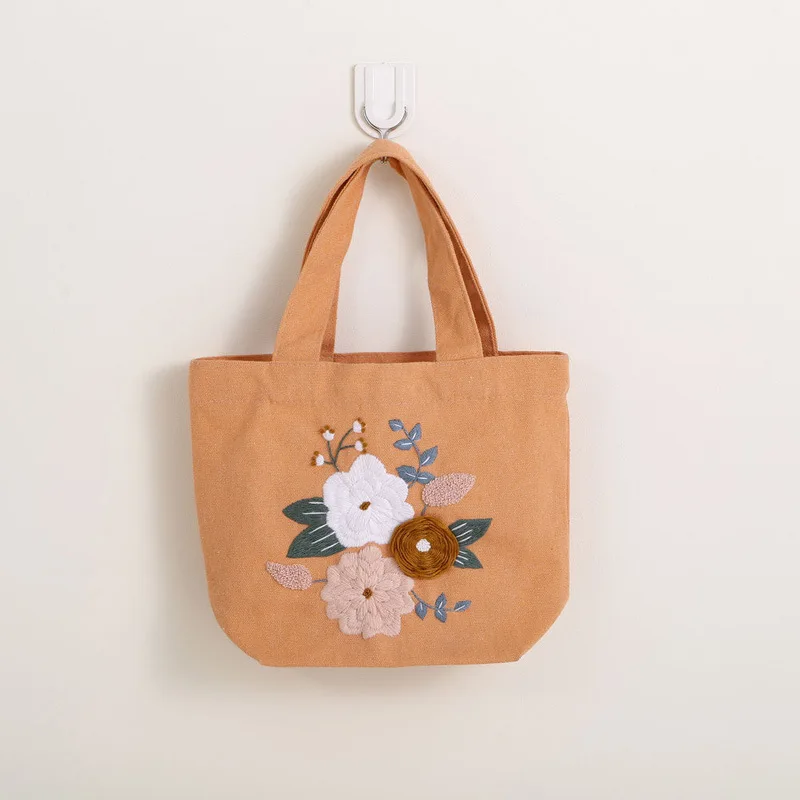 New Arrival DIY Hand-embroidered Ribbon Embroidery Canvas Bag Kit Three-Dimensional Embroidery Fabric Creative DIY Bag