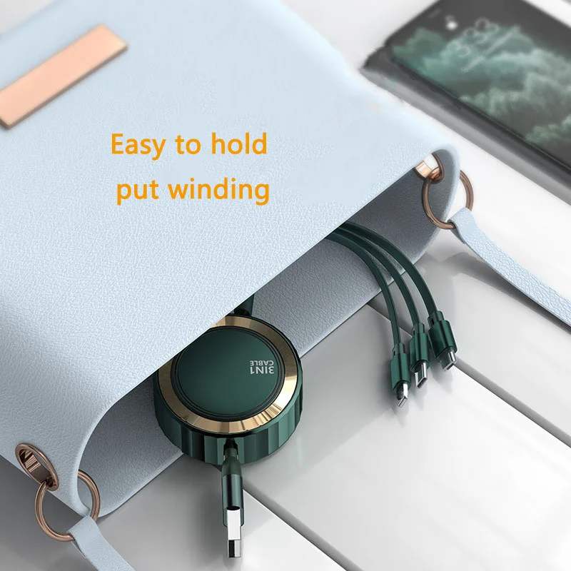 3 in 1 charging cable mobile phone charging line 3A fast charging telescopic cable