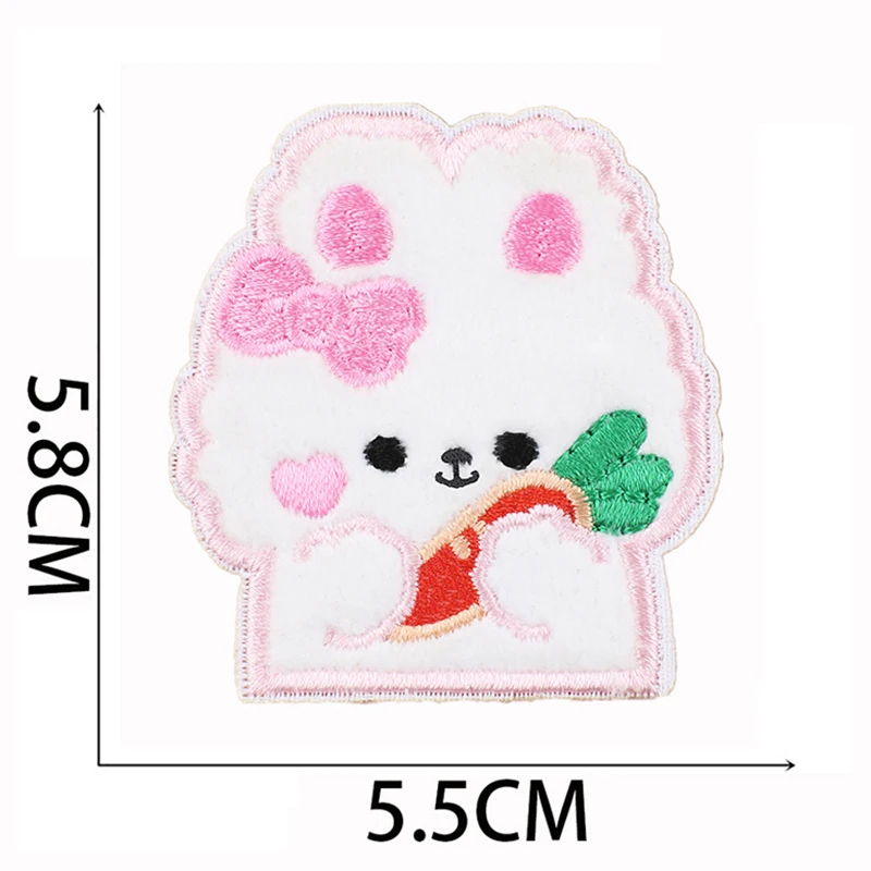 Cartoon White Rabbit Embroidery Cloth Patch Hot Glue Embroidery Patches Hot Selling Product