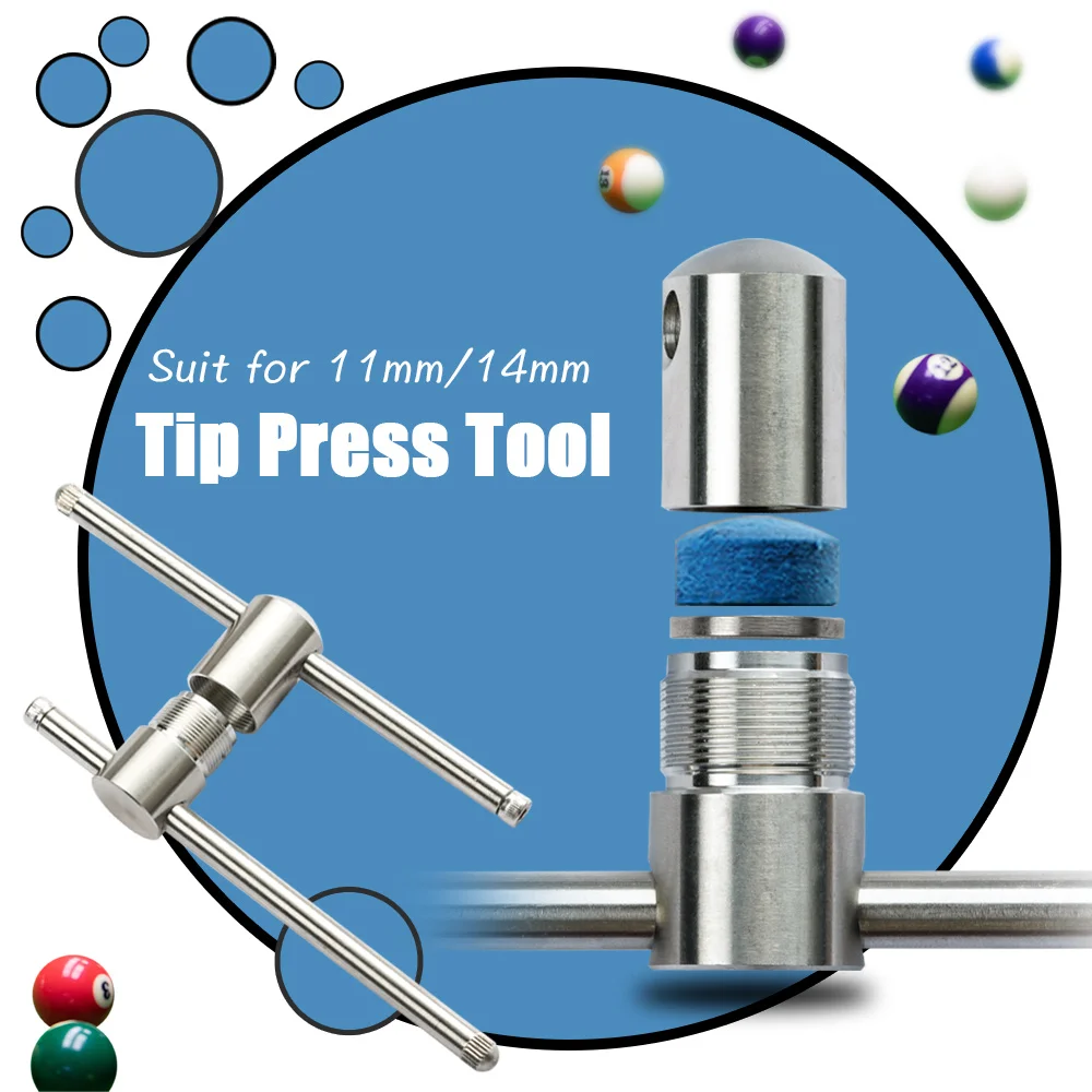 Billiards Tip Press Shape Tool Stainless Steel Pool Carom Snooker Cue 9mm-14mm Tip Stick Impact Maintain Billiard Accessories