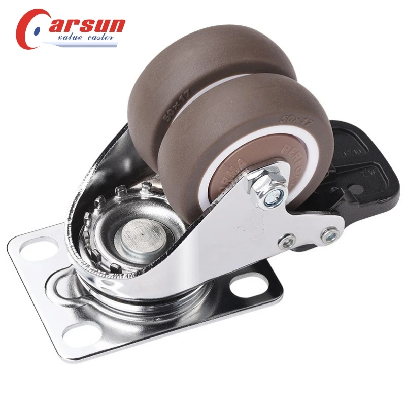 2 inch tpr casters for shopping cart wheel with metal roller single ball bearing
