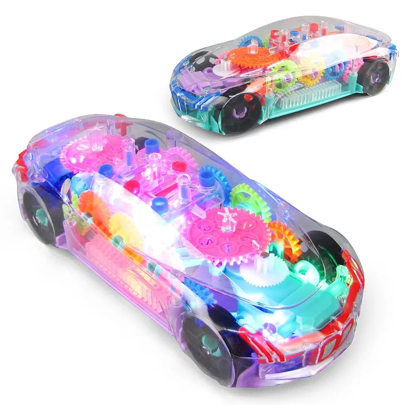 
Colorful Electric Toy Flashing Light B/O Transparent Racing Track Universal Concept Car Toy With Music 