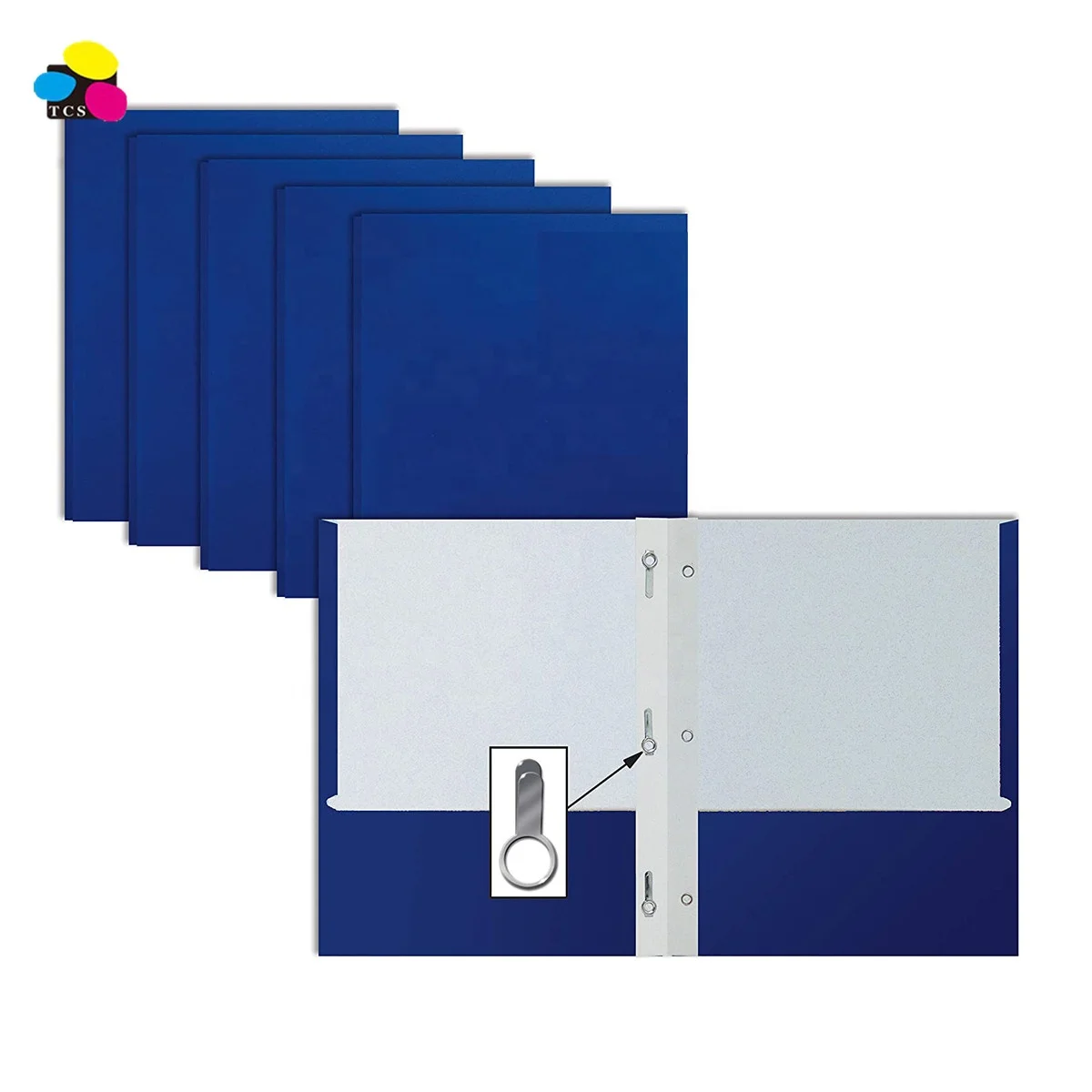 Navy Color Letter Size  Coated Paper Available Two pocket Portfolios File Folder  with 3 Metal Prong Fastener