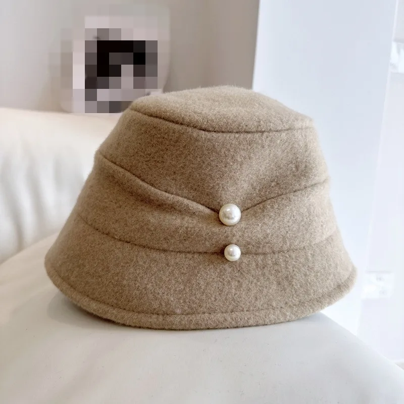 fashion new winter Women Slouchy Beanie bucket Hat 100% Merino wool knitted Baggy Slouch Skull hats cap with pearls