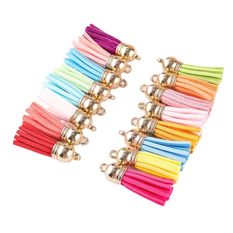 3CM Mini Gold Hat Tassels Vintage Leather Suede Tassel DIY Craft Jewelry Finding phone tassels pendant earring accessories