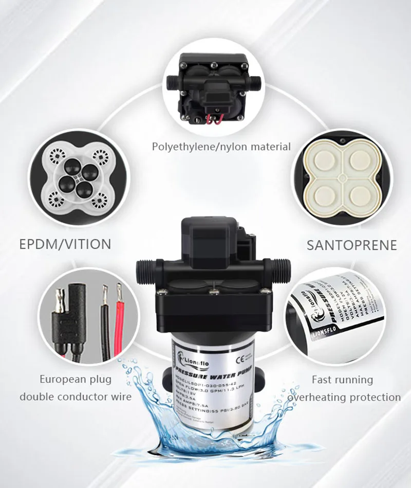 RV Sewage Well Pump of Campervan Caravan Boat with Safe to Use Low Maintenance Circulation Pump for Travel Trailer RV Water Pump