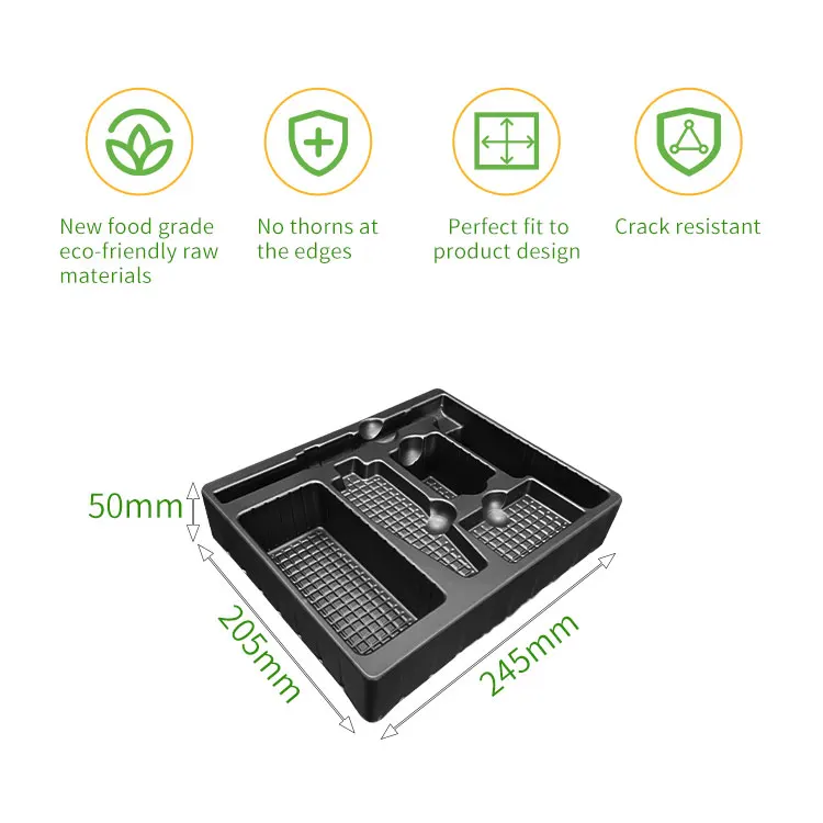 Custom Rectangle PET ESD PCB Packaging PS Black Plastic Blister Tray Vacuum Forming Antistatic ESD Plastic Blister Esd Tray