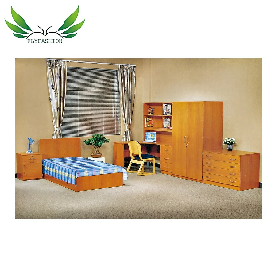 Modern Bedroom sets Wooden Bed with desk and Wardrobe