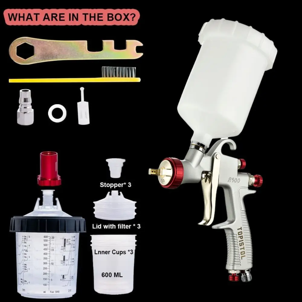 WZAUTO High Quality R500 HVLP Spray Gun For Cars 1.3/1.8mm Nozzle Forged auto paint gun body + anodizing