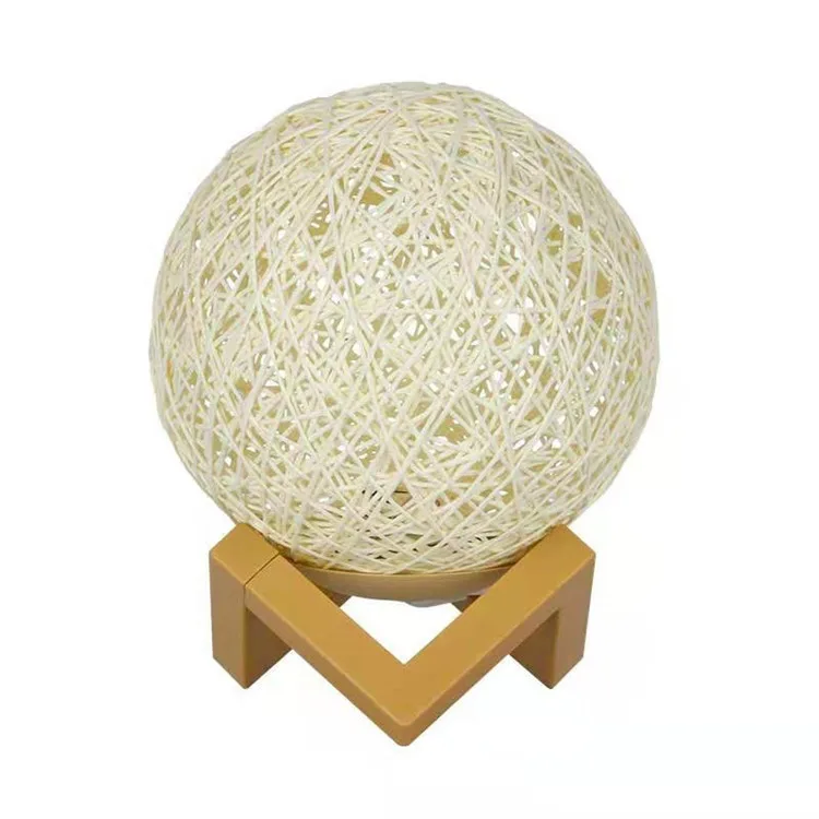 Creative LED rattan ball lamp hemp rope children atmosphere planet led lamp stars moon rattan ball decoration small night lamp