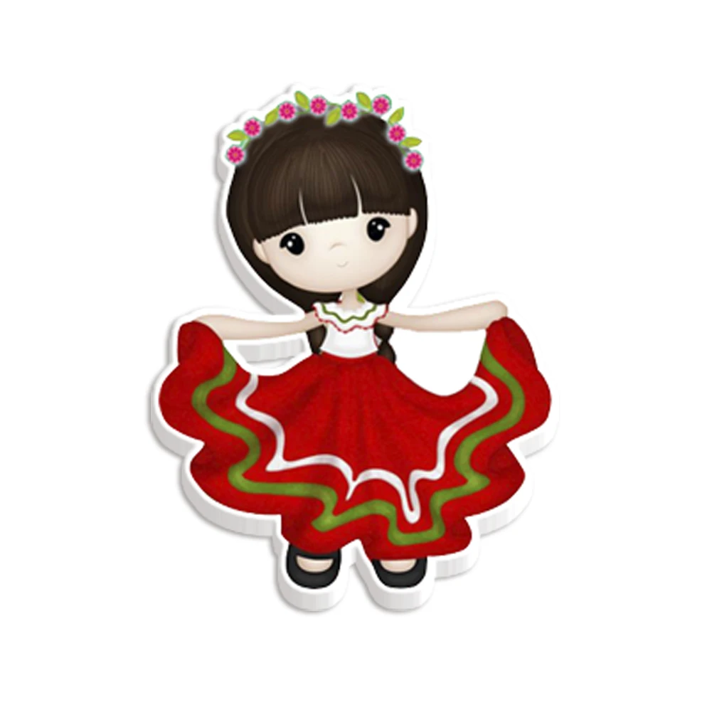 customizable resin planars mexico girl cartoon character printed resin jewelry art