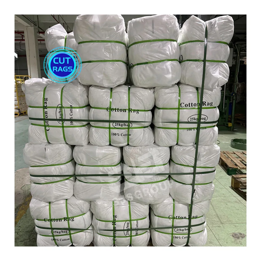 Grade A+ 100 Cotton Textile Waste Scrpes 10 kg Compressed Rags White Cleaning Tshirts for Industrial Use