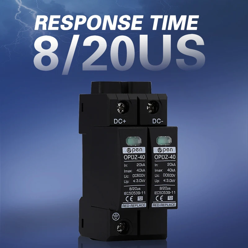 OPEN t1 t2 type 2 20ka 40ka 2p 3p 500v 800v 1000v dc pv spd surge protective device for solar system