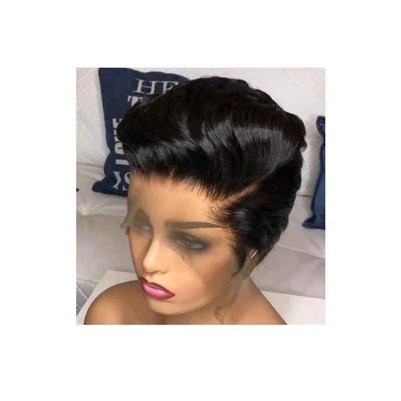 
European and American short straight hair ladies fluffy high temperature silk synthetic wig 