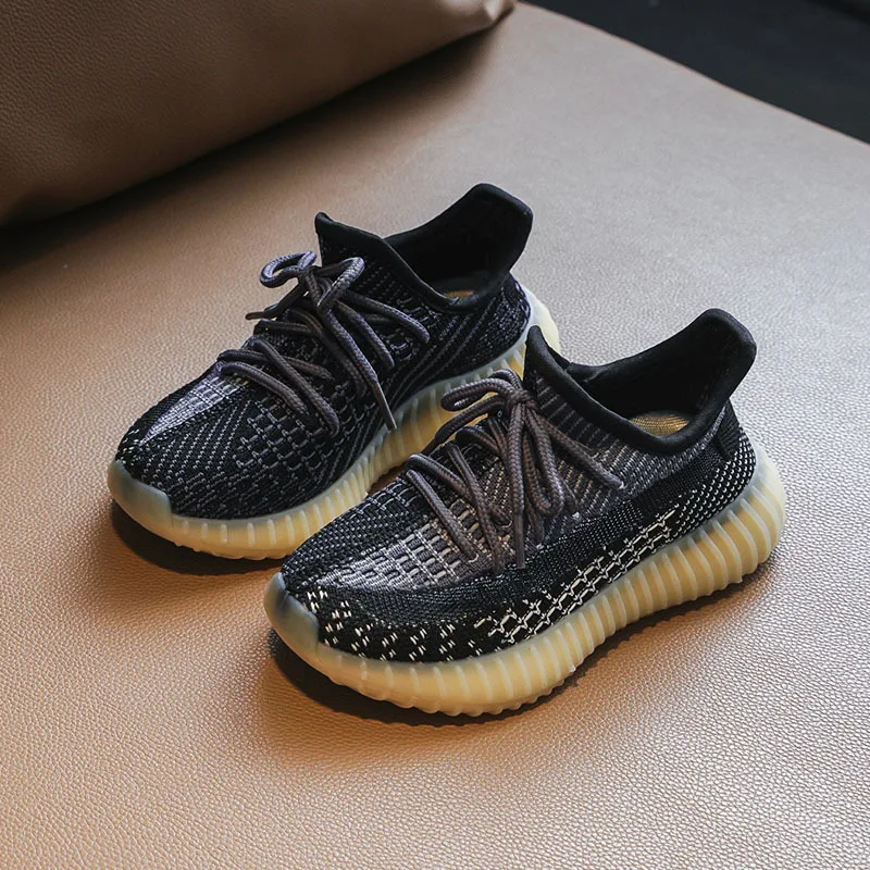 Детские кроссовки yeezy Спортивная сетчатая повседневная обувь из кокосовой ткани для мальчиков и девочек с мягкой подошвой