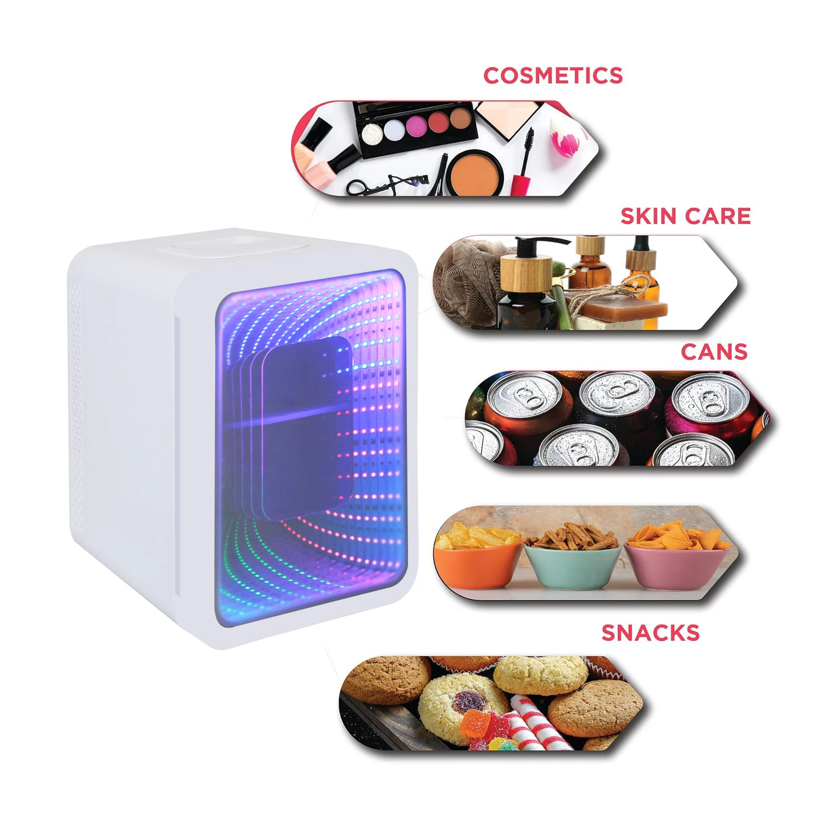 Wholesale 4 Liter Thermoelectric Mirror Led Glass Door Mini Drink Beauty Fridge With Infinity Led Light Door