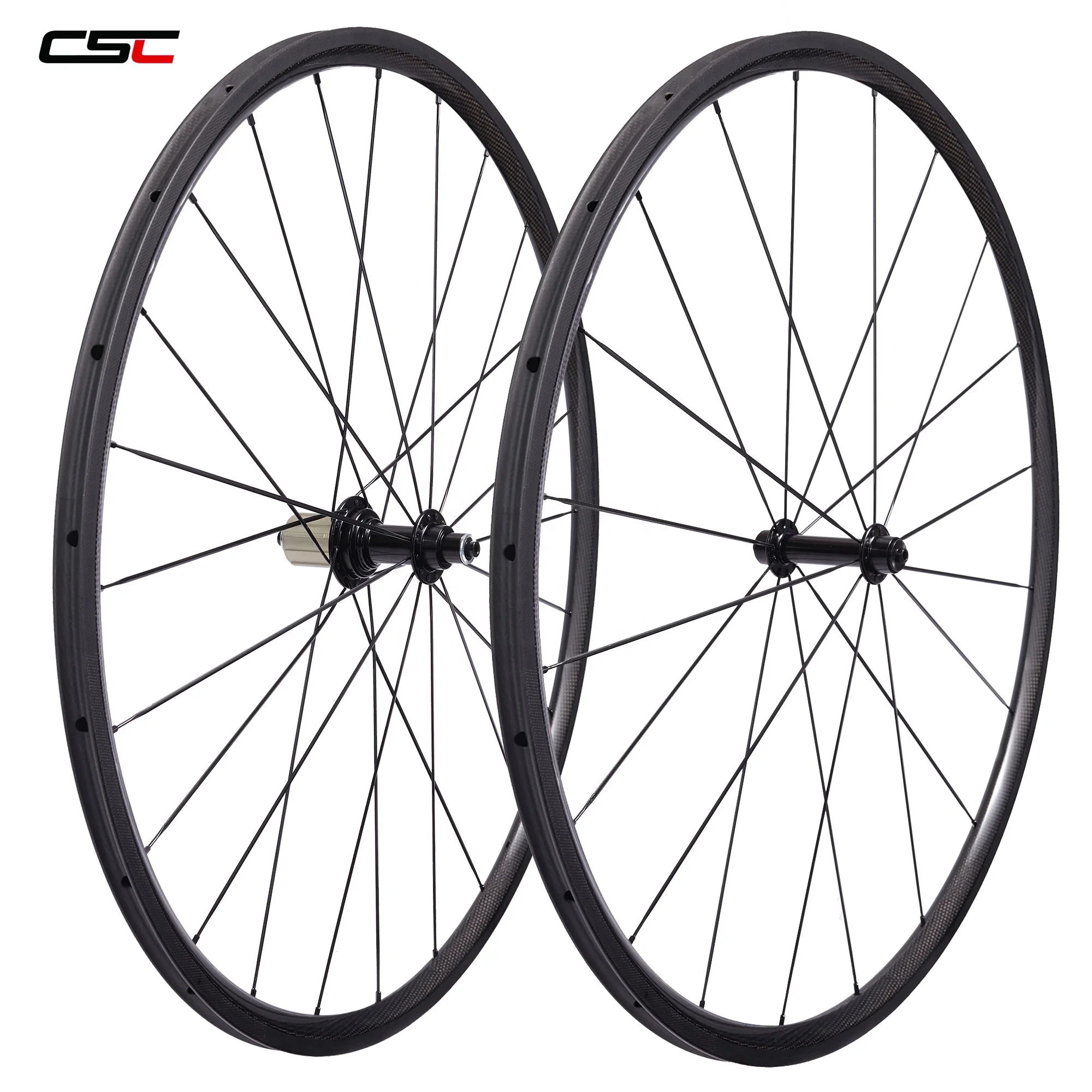 700C Road bike ultra light carbon wheels tubular 24mm depth 20.5mm width carbon wheelsets with Powerway R13 hub and Pillar spoke