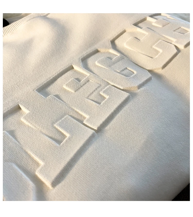 New Custom SweatShirt 3D Emboss Print Vintage Crew Neck Sweater Embossed Logo Sweatshirt