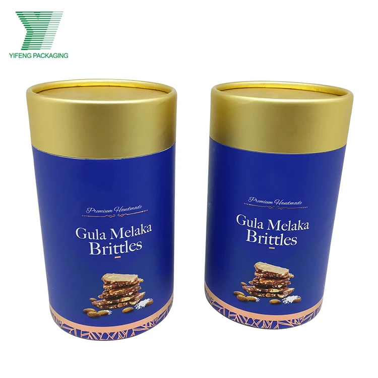 Food Grade Cheap Price Custom Printing Gold Metallic Paper Tube Chocolate Packing Round Shape Truffle Box