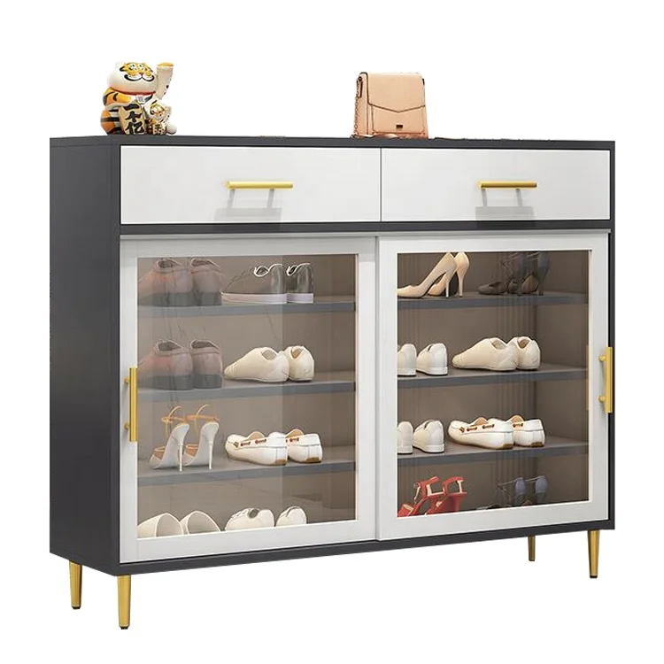 high quality custom made new design shoes rack cabinet modern with glass door