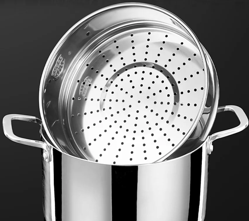 High Quality  Kitchen Cooking  Stainless Steel Steamer Pot 2 Layer Steamers With Glass Lid