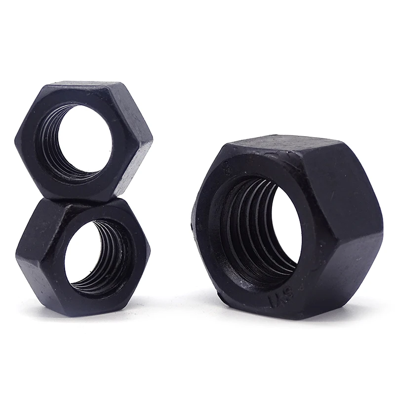 Plain M4 M8 Nut Zinc Colored Carbon Steel Metric Customized Hex Oxide Black Industry Fasteners Hex Nuts