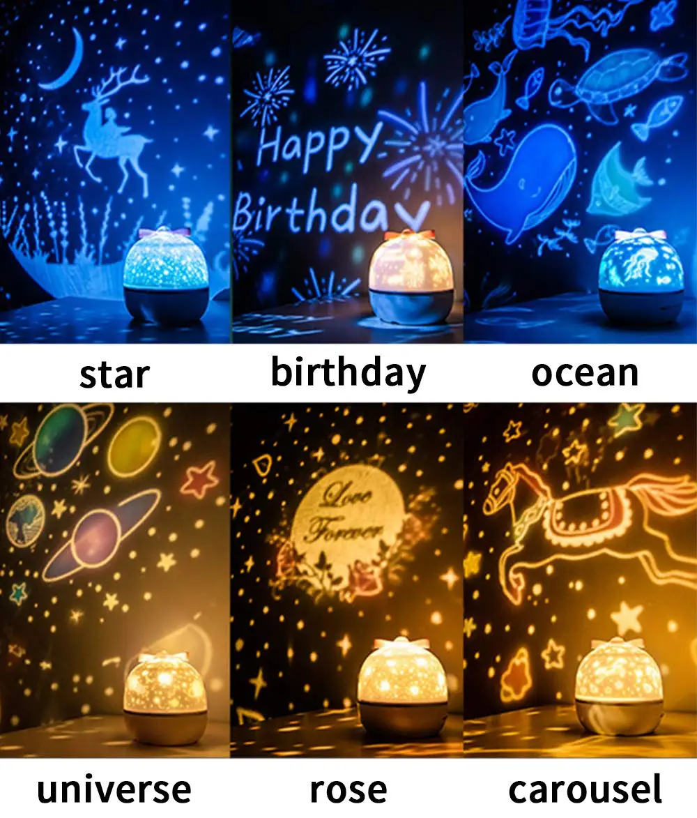 WholeSale Stock Rechargeable Decoration Night Lights Rotating Moon Star Night Sky Star Projector