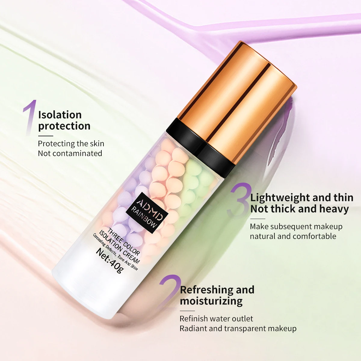 Hot Selling Face Makeup Foundation Pore Shrinking Moisturizing High Coverage Brightening 3 Colors in 1 Concealer Face Primer