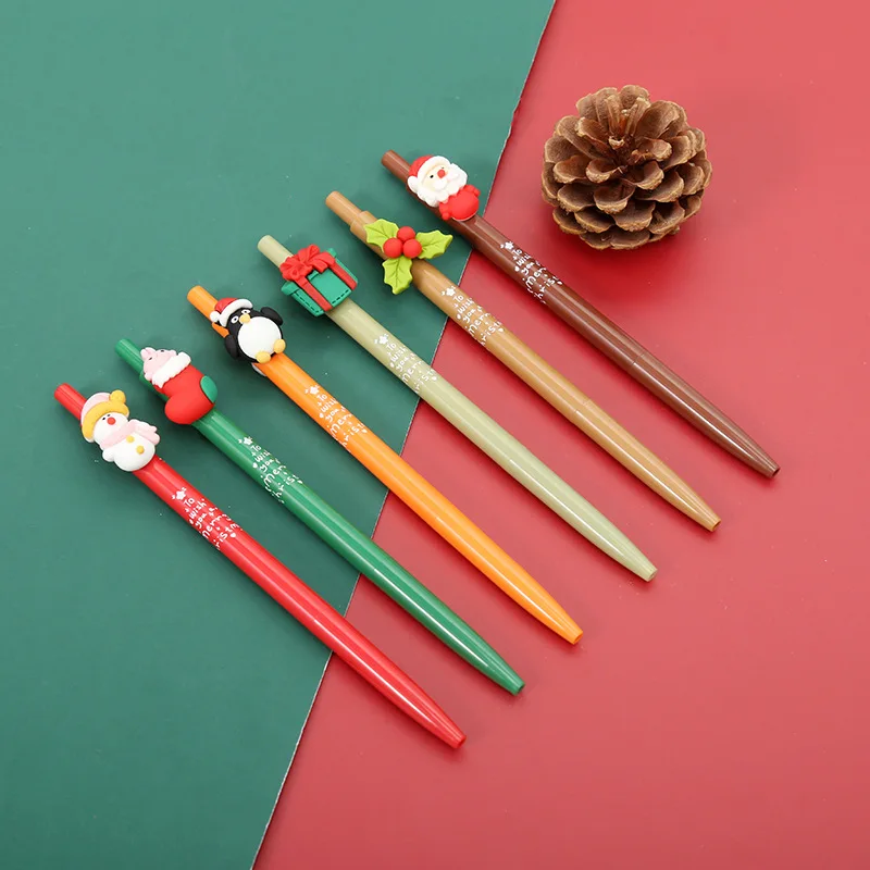 Longorgeous  Cute cartoon christmas styling pen Plastic Student Stationery Gel Pen Black Blue 0.5mm