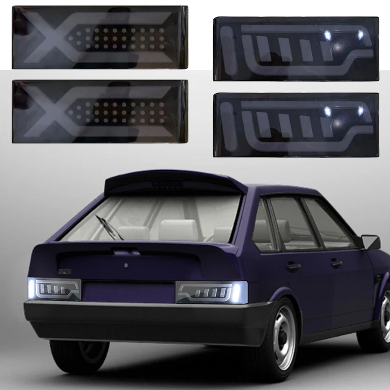 Pair LED Tail Lights For Niva lada 2108 2109 Rear Tail Marker Lights Turn Signals Indicator Lamp Brake Tail Light