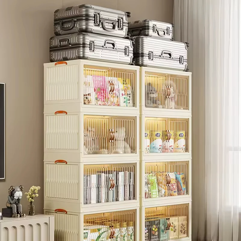 Organizer Collapsible Bins Plastic Foldable Cabinet Kitchenware Storage Containers White Foldable Stackable Plastic Storage Box