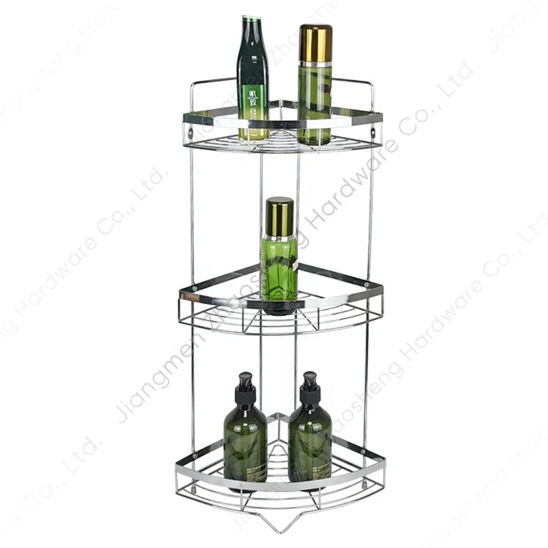 Bathroom Stand Rack Metal Rust Proof Shower Shelf Caddy No Drilling 3 Tier Corner Bathroom Shower Rack