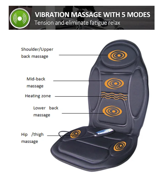 5 motors Vibration Back Massager Chair Pad Waist Heating Air Pressure Car Seat Massage