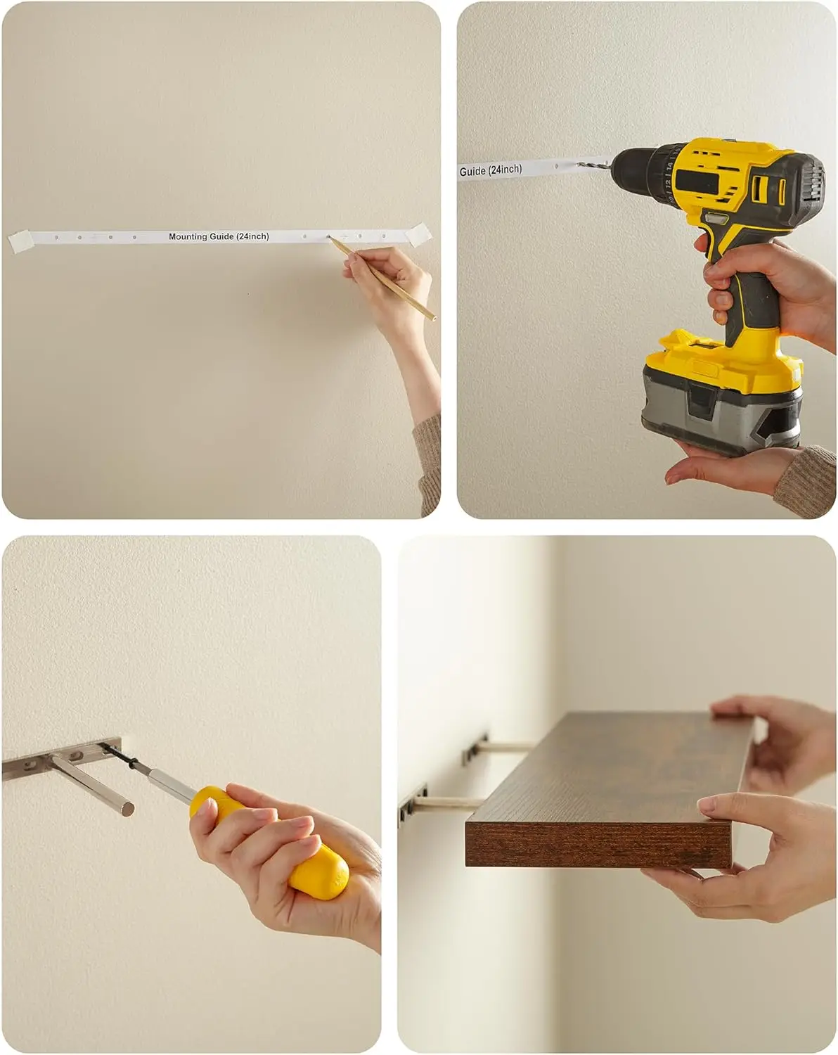 Wall Mounted Wooden Floating Shelves for Bathroom Bedroom Living Room Kitchen Office