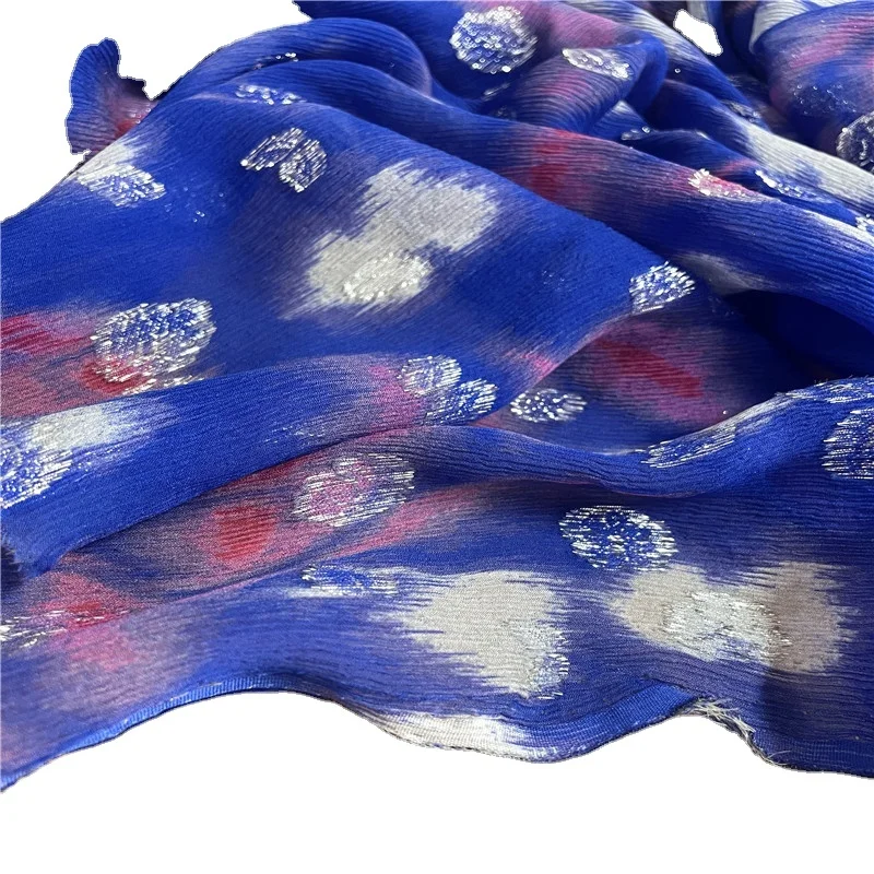 silk crinkle georgette/ggt lurex jacquard fabric for saree dress