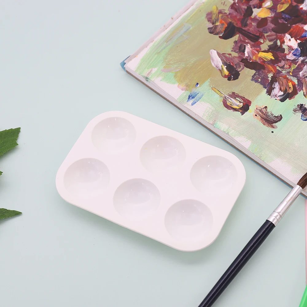 BLOT TS-009 6 Well White Rectangular Plastic Paint Palettes Watercolor Painting Tray