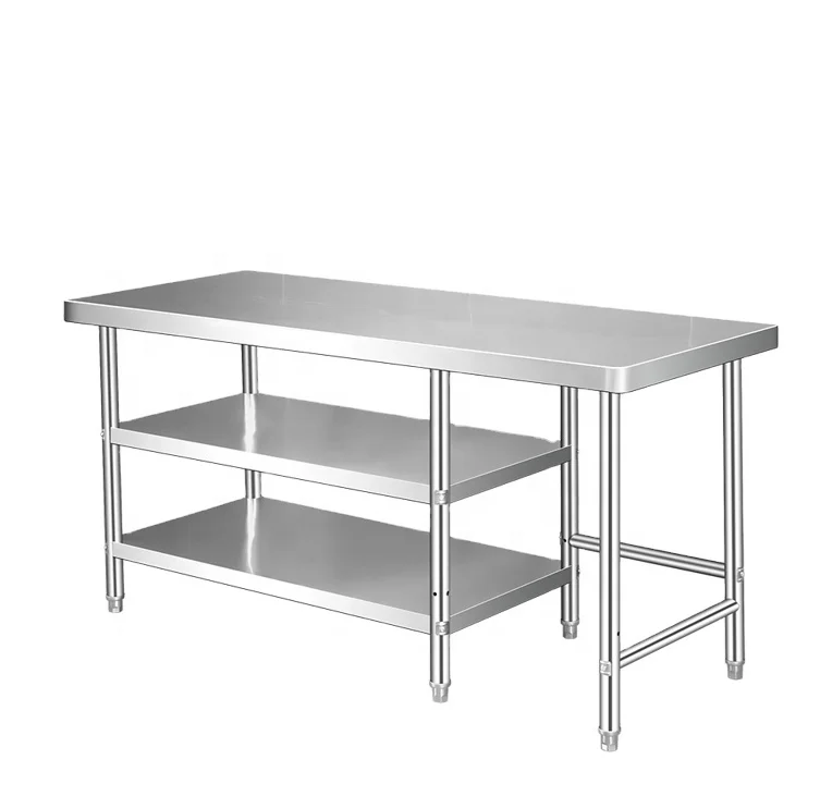 Кухонный рабочий верстак круглые ножки из нержавеющей стали стол с колесами