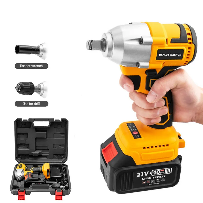 Cordless Electric Impact Cordless Ratchet  21v Brushless Wrench  4.0Ah Lithium Battery Powerful Impact Wrench Driver Gun Set