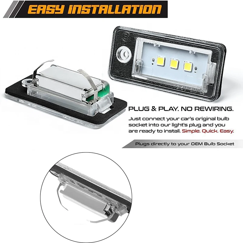 E4 LED License Plate Light For Audi A3 A4 S3 S4 A6 S6 Q7 RS4 CANBUS Error Free