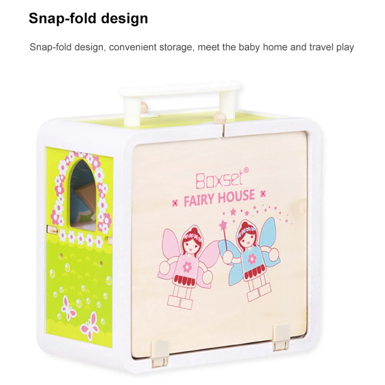 UDEAS Wooden children fairy house role play toy set