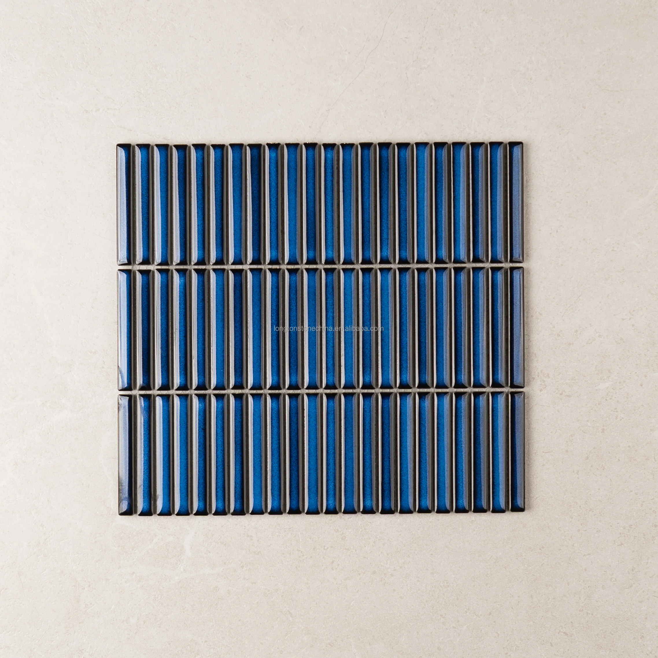 Wholesale Blue Green Kit Kat Porcelain Ceramic Strip Mosaic Tile Strip Mosaic Modern Bathroom Kitchen Backsplash Wall Tile
