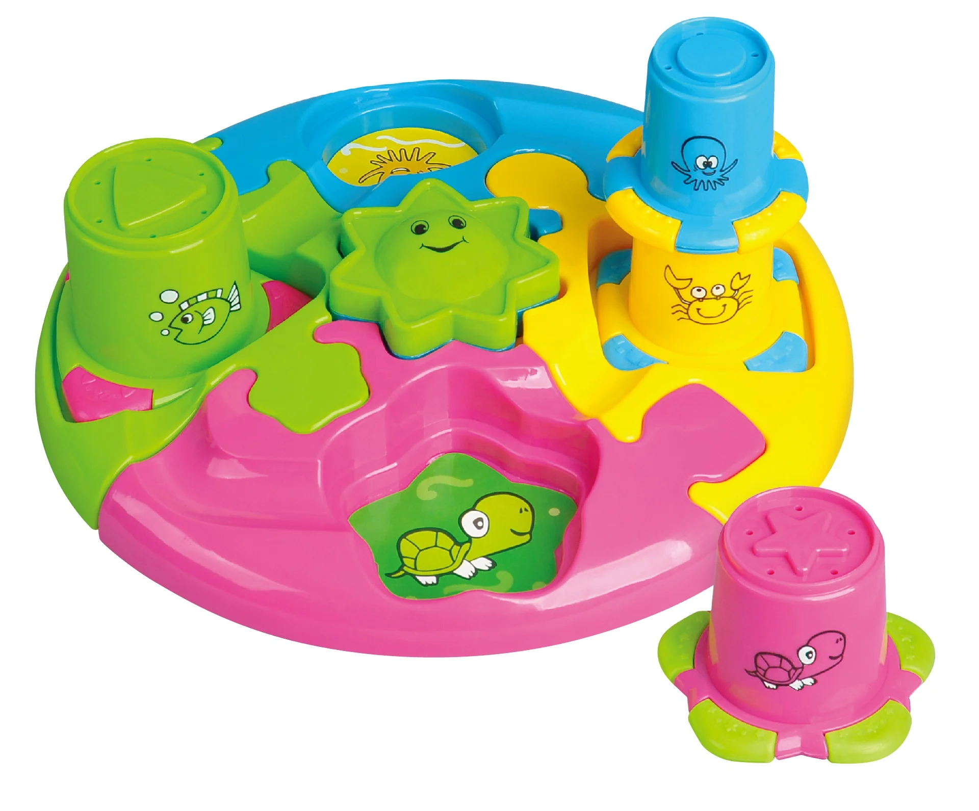 Wholesale Very Funny Learning  Color Baby Bath Cup Toy Set Jigsaw Puzzle Blocks Nesting Toy Plastic Stacking Cup Toy
