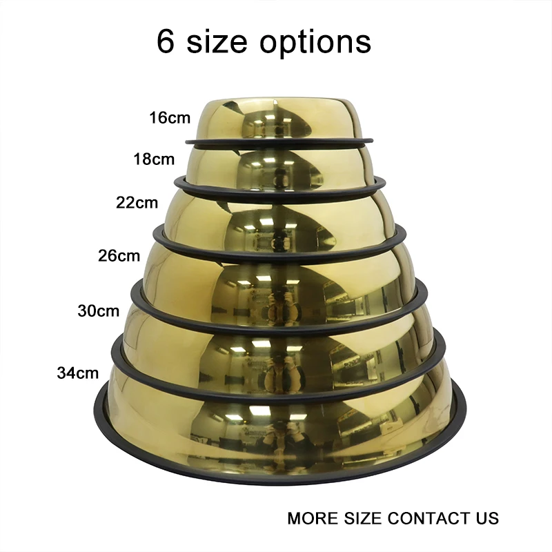 Wholesale Gold Color 304 Stainless Steel Dog Bowls with Non-Slip Rubber Base Pet Bowl for Food and Water