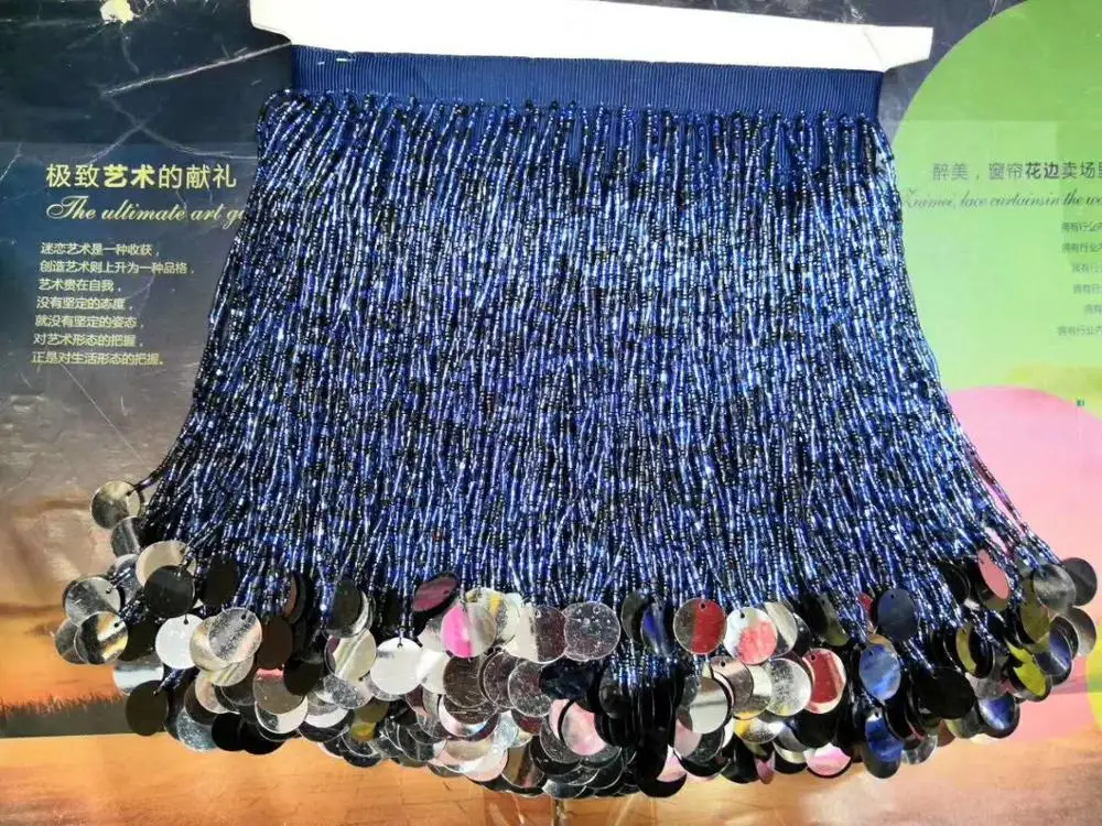 Wholesale 6 Rows Beading Lace Tassels Crystal Beaded Design beaded fringe Tassel Trim for Garment